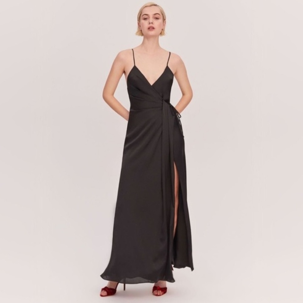 Fame and Partners Black Wrap Maxi Dress